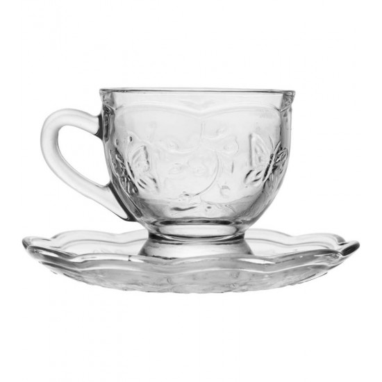 Xicara 80ml De Café Com Pires New Butterfly Cristal Ecológico